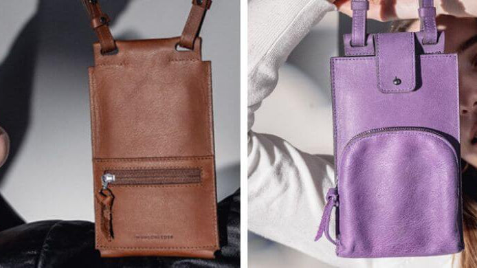 Handytasche mit Geldbeutel im Alltag kombinieren, Outfits mit Handytasche, Wunschleder