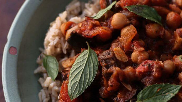 Maghmour Rezept, libanesischer Aubergineneintopf, Wunschleder