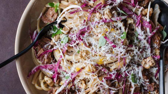 Rezept Pasta mit Radicchio, Orange und Salsiccia, Wunschleder