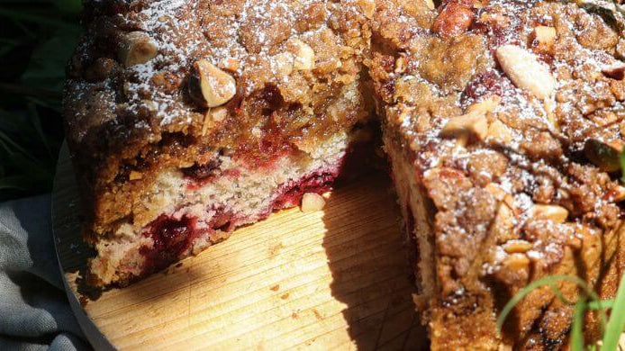 Picknick, Rezept für Kirschstreuselkuchen, Wunschleder