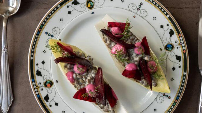 Weihnachtliche Vorspeise Rezept,Belugalinsen mit dreierlei Roter Bete, Wunschleder