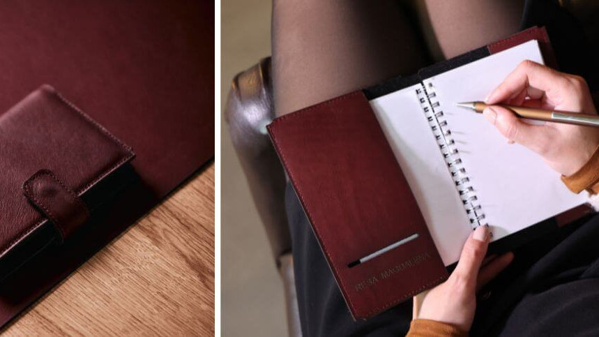Analoger Kalender, Journal, Notizbuch, Kalenderhülle Leder, Buchhülle Leder, Wunschleder