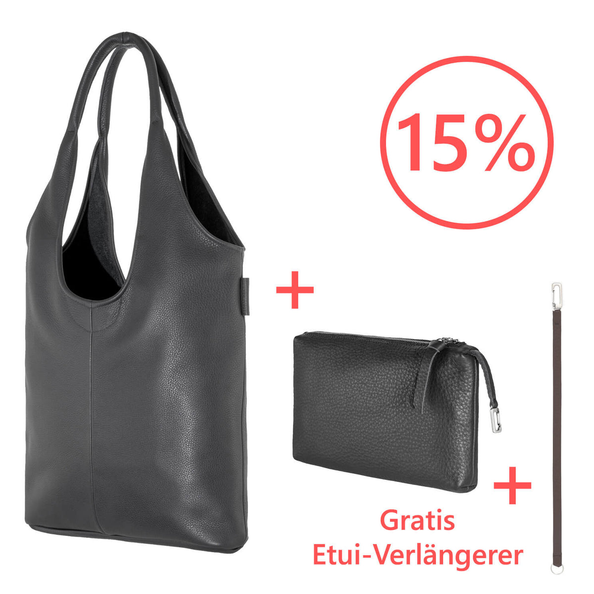 Hobo Bag mit Etui Bundle Angebot, Wunschleder