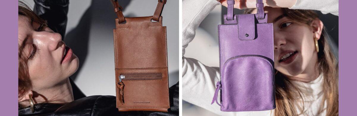 Handytasche mit Geldbeutel im Alltag kombinieren, Outfits mit Handytasche, Wunschleder