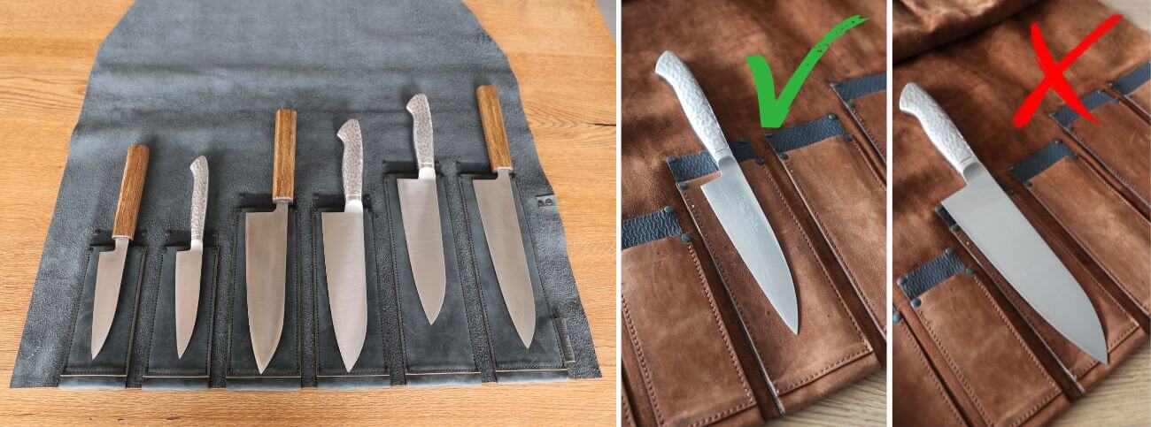 Messertasche Leder, Größen Auswahl, Beratung, Tipps zum Kauf Messertasche, Köchergröße, Wunschleder