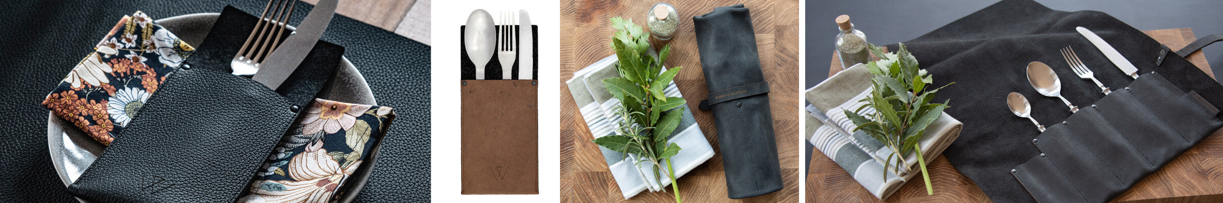 Bestecktasche Leder, Besteckrolle, Bestecketui Leder, Besteckrolltasche, Serviettentasche Leder, Wunschleder 