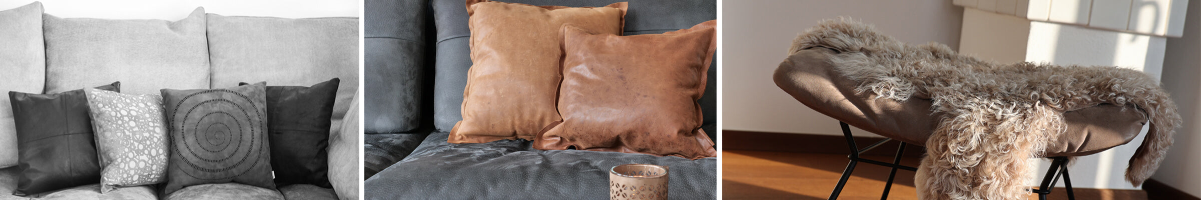 Wohnaccessoires Leder, Lederkissen, Wunschleder