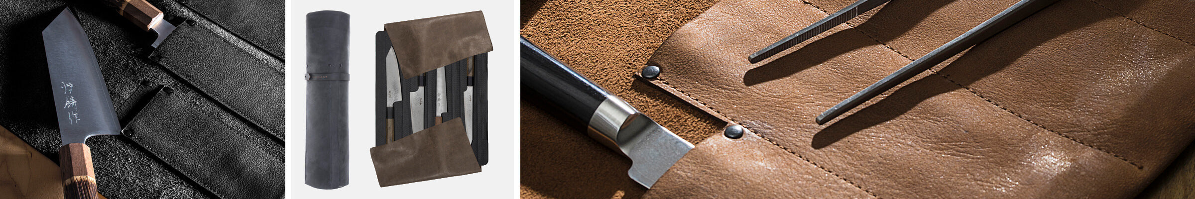 Rolltasche, Rolltasche Leder, Rolltasche für Messer, Rolltasche Küchenmesser, Messertasche Kochmesser, Wunschleder 