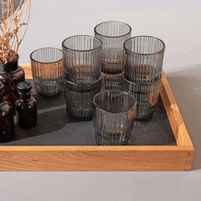 Serviertablett Holz Leder, Wunschleder