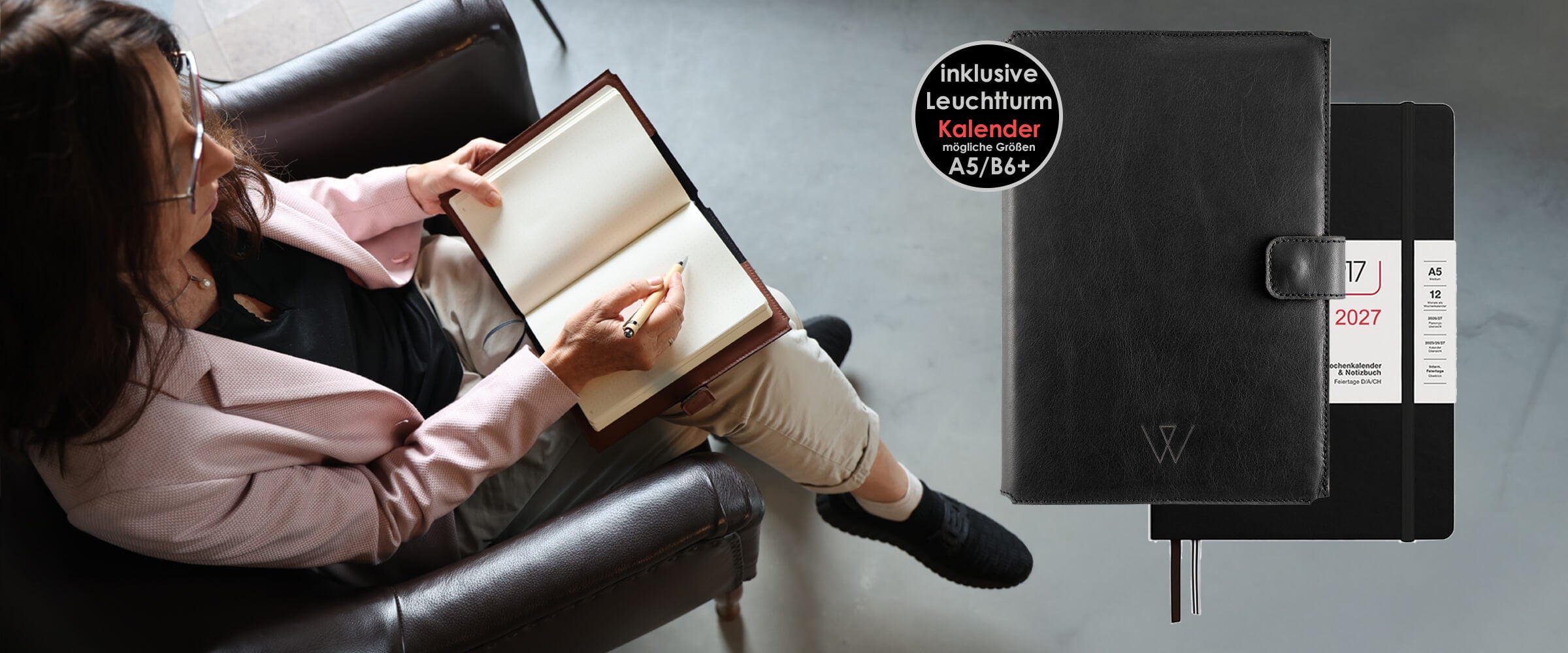 Kalenderhülle Leder, Planerhülle, Buchhülle Leder, Wunschleder